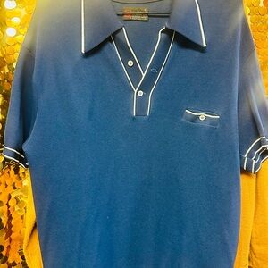 Classic Blue Polo Shirt with White Accents